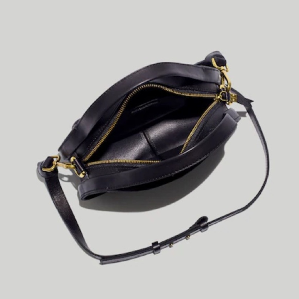 Madewell Sydney Black Leather Zip Top Small Crossbody Bag Convertible - Picture 4 of 13